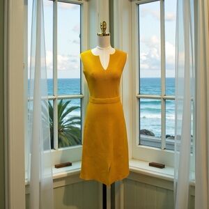 The Fold London Women’s‎ Amorino Structured Knit Dress Tuscan Yellow Sz 4 NWT